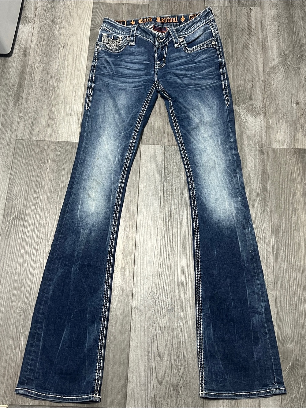 Rock Revival Calli low rise boot cut jeans : size 26
